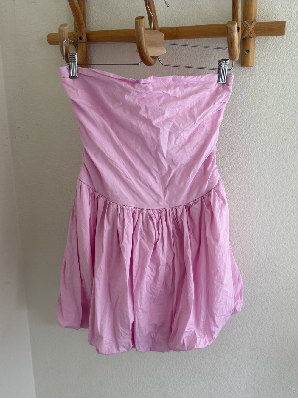 Y2K coquette bubble strapless bandeau balloon hem mini dress open smock back